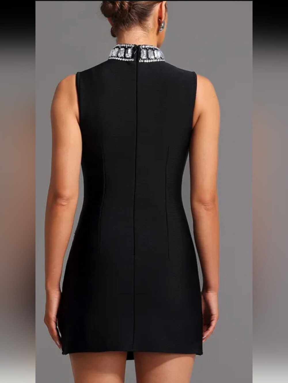 BELLA BARNET Kianala Bandage Sleeveless High Neck Rhinestone  Mini Dress Small - Picture 3 of 9